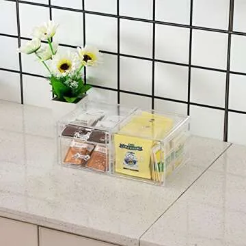 Cq acrylic 2 PCS Stackable Makeup Storage 5 Drawers Clear Bathroom Storage Organizer Acrylic Drawers Organizer for For Jewelry Hair Accessories Nail Polish Lipstick Make up Marker Pen