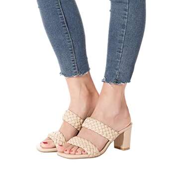 Braided Heeled Sandals Women 3 Inch Chunky Block Heel