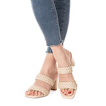 Braided Heeled Sandals Women 3 Inch Chunky Block Heel
