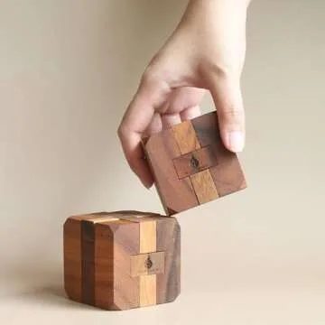 Hidden Passage: Wooden Puzzle 3D Brain Teaser Puzzle STEM Skill Builder Interlocking Game Educational Problem Solving Game for Adults Stocking Filler Unique Handmade Mechanical Puzzle