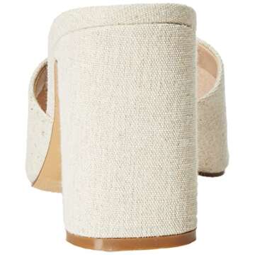 The Drop Women's Pattie High Block Heeled Mule Sandal, Linen, 8.5