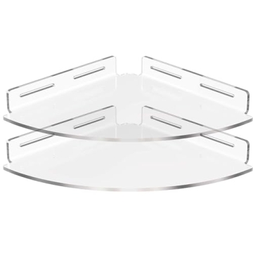 Adhesive Acrylic Bathroom Shelves No Drilling Waterproof 2 Pack