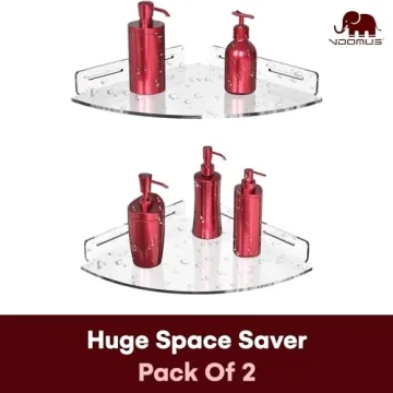 Adhesive Acrylic Bathroom Shelves No Drilling Waterproof 2 Pack