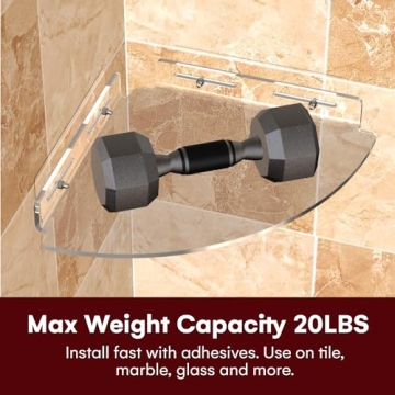 Adhesive Acrylic Bathroom Shelves No Drilling Waterproof 2 Pack