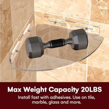 Adhesive Acrylic Bathroom Shelves No Drilling Waterproof 2 Pack