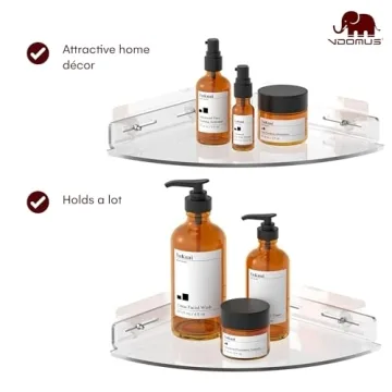 Adhesive Acrylic Bathroom Shelves No Drilling Waterproof 2 Pack