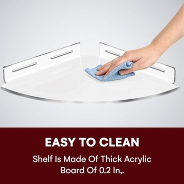 Adhesive Acrylic Bathroom Shelves No Drilling Waterproof 2 Pack