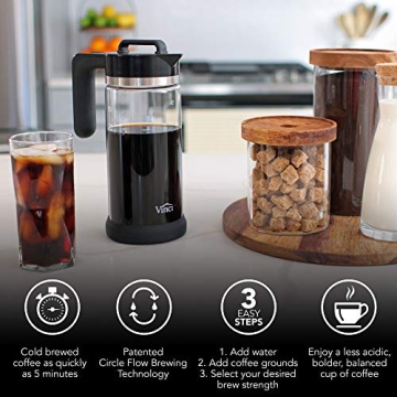 VINCI Express Cold Brew, Electric Cold Brew Coffee Maker in 5 minutes, 4 Brew Strength Settings & Cleaning Cycle, Easy to Use & Clean, Glass Carafe, Cold Brewer for Iced Coffee, 1.1 L Pitcher (37 oz)