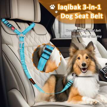 Removable Dog Seat Belt Harness for Car, 3 in 1 Pet Dog Car Seatbelt Leash, Retractable Restraint Se...