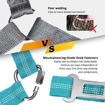 Removable Dog Seat Belt Harness for Car, 3 in 1 Pet Dog Car Seatbelt Leash, Retractable Restraint Secures to Vehicle Headrest & Adjustable Reflective Bungee Dog Seatbelt Tether, Blue and Black