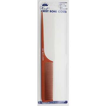 Krest Bone 9 Inch Rattail Comb - Professional Heat Resistant Detangling and Sectioning Comb