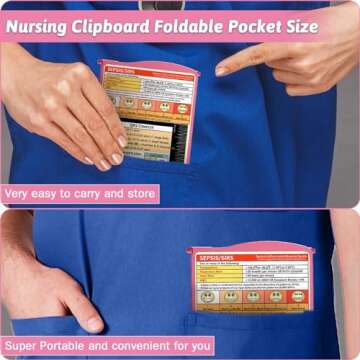 Nursing Clipboard Foldable Clipboard Medical: Nursing Edition Cheat Sheets Aluminum 3 Layers Foldabl...