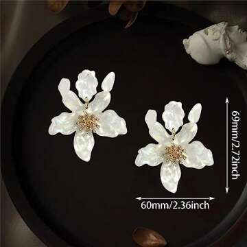 ANDPAI Unique Bohemian Oversized Acrylic Resin Flower Dangle Drop Earrings Retro Large Hawaii Flower...