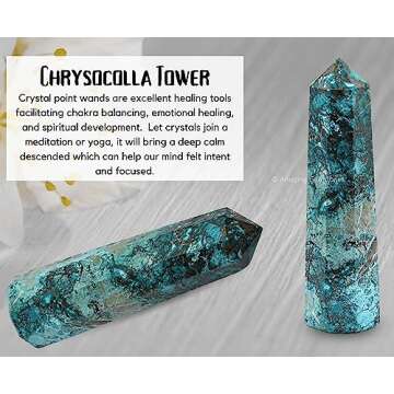 Chrysocolla Crystal Tower for Healing and Meditation