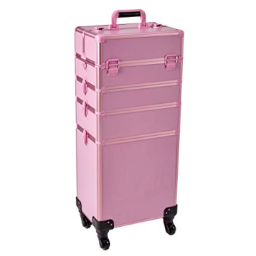Train Case Rolling 5-in-1 with nail polish holder Portable Makeup Professional Cosmetic Organizer Ma...