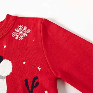 ILAVSUN Girls Ugly Christmas Sweater Kids Little Boys Double Layer Knitted Funny Snowman Snowflakes Xmas Holiday Pullover Sweater 4-5 Years Old Red