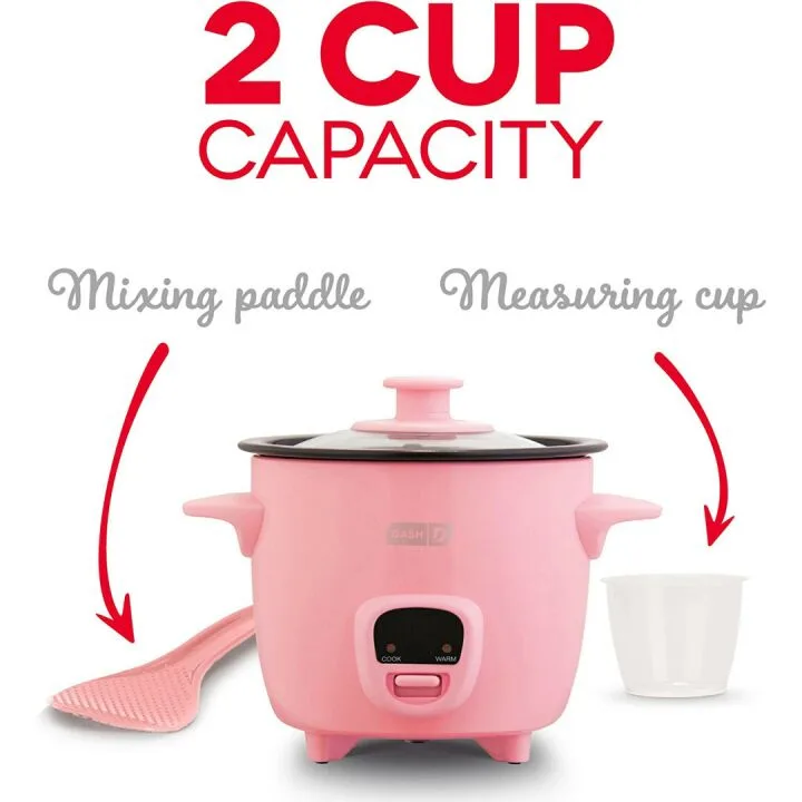 DASH Mini Rice Cooker & Steamer in Pink
