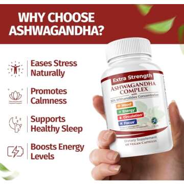 1 Body Ashwagandha Complex with Shoden® – Clinically Supported Stress Relief, Sleep, and Energy Support – Vegan, Non-GMO Supplements – 60 Capsules