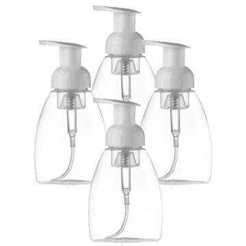 Grand Parfums Foaming Soap Dispenser Pump-Bottles, with White Pumps Clear, 8.5 oz (250 ml) for Any L...