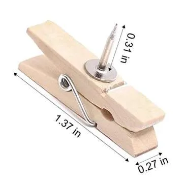 UpdateClassic 50 PCS Push Pin Clips, Wooden Push Pins for Cork Board, Teacher Supplies for Classroom Decorative Thumb Tacks for Bulletin Board