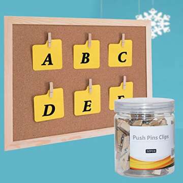 UpdateClassic 50 PCS Push Pin Clips, Wooden Push Pins for Cork Board, Teacher Supplies for Classroom Decorative Thumb Tacks for Bulletin Board