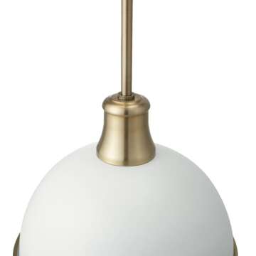 Globe Electric 60824 1-Light Pendant, Matte White, Matte Brass Accents, Kitchen Island, Café, Decorative, Ceiling Hanging Light Fixture, Modern, Vintage, Glam, Overhead Lamp, Bulb Not Included