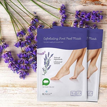 2 Pairs Foot Peel Mask Exfoliant for Soft Feet in 1-2 Weeks, Exfoliating Booties for Peeling Off Calluses & Dead Skin, For Men & Women Lavender by BEALUZ