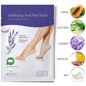 2 Pairs Foot Peel Mask Exfoliant for Soft Feet in 1-2 Weeks, Exfoliating Booties for Peeling Off Calluses & Dead Skin, For Men & Women Lavender by BEALUZ