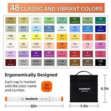AnyMark 48 Colors Alcohol Markers for All Ages