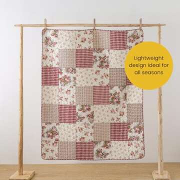 SLPR Floral Cotton Quilted Throw Blanket for Cozy Decor