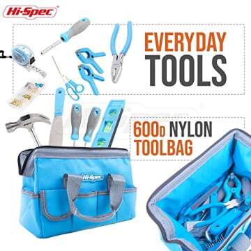 Hi-Spec DT40205R Complete Household Hand Tools, Blue Home DIY Tool Kit, 35pcs