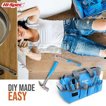 Hi-Spec DT40205R Complete Household Hand Tools, Blue Home DIY Tool Kit, 35pcs