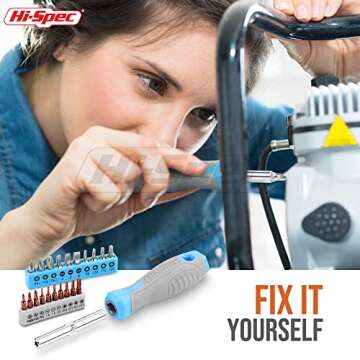 Hi-Spec DT40205R Complete Household Hand Tools, Blue Home DIY Tool Kit, 35pcs