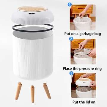 URALFA 3 Gallon White and 3 Gallon Black Motion Sensor Trash Can