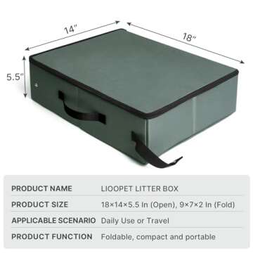 Upgrade Portable Litter Box with Lid, Leak-Proof Collapsible Cat Litter Box Great for Travel Hotel Stays and Road Trip 18x14x5.5 Inches