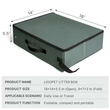 Upgrade Portable Litter Box with Lid, Leak-Proof Collapsible Cat Litter Box Great for Travel Hotel Stays and Road Trip 18x14x5.5 Inches