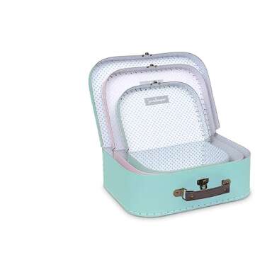 Jewelkeeper Paperboard Suitcases, Set of 3 - Vintage Decorative Storage Box, Luggage Decor Storage, Vintage Decor for Birthdays, Weddings, Retro Pastel Decor