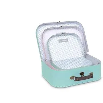 Jewelkeeper Paperboard Suitcases, Set of 3 - Vintage Decorative Storage Box, Luggage Decor Storage, Vintage Decor for Birthdays, Weddings, Retro Pastel Decor