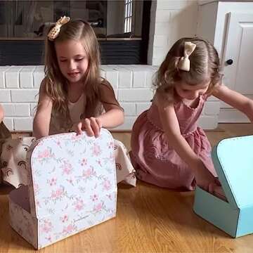 Jewelkeeper Paperboard Suitcases, Set of 3 - Vintage Decorative Storage Box, Luggage Decor Storage, Vintage Decor for Birthdays, Weddings, Retro Pastel Decor