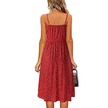 ULTRANICE Women's V Neck Spaghetti Strap Summer Dress