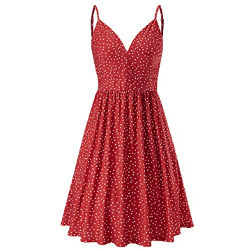 ULTRANICE Women's V Neck Spaghetti Strap Summer Dress