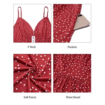 ULTRANICE Women's V Neck Spaghetti Strap Summer Dress