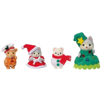 Calico Critters Happy Christmas Friends, Limited Edition Seasonal Holiday Set with 4 Collectible Dol...