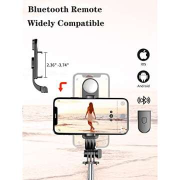 Selfie Stick Tripod with Wireless Remote, 46'' Cellphone Selfie Stick Tripod with LED Fill Light, for iPhone 16/15/14/14 pro/13/13 Pro/12/11/11 Pro/XS Max/XS/XR/X/8/7 and Android Smartphone(Upgrade)