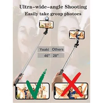 Selfie Stick Tripod with Wireless Remote, 46'' Cellphone Selfie Stick Tripod with LED Fill Light, for iPhone 16/15/14/14 pro/13/13 Pro/12/11/11 Pro/XS Max/XS/XR/X/8/7 and Android Smartphone(Upgrade)