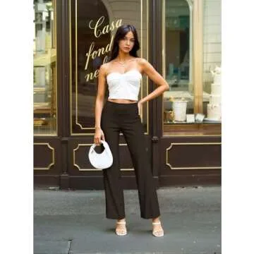 Hybrid & Company Womens Ultra Comfort Ponte Fabric Pull on Casual Wide Leg Pants KP45002WL Brown XL