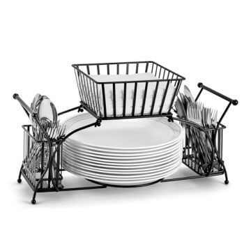 Sorbus Utensil Caddy — Use For Napkin, Cutlery, Plate Holder — Stackable Flatware Caddy, Tableto...