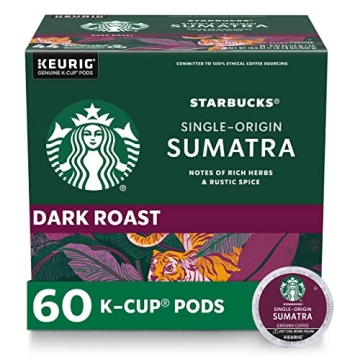 Starbucks K-Cup Coffee Pods, Dark Roast Coffee, Sumatra for Keurig Brewers, 100% Arabica, 6 boxes (6...