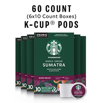 Starbucks Sumatra Dark Roast K-Cup Pods for Keurig, 60 Total