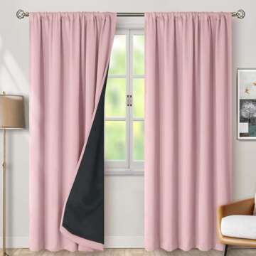 BGment Full Blackout Curtains with Thermal Insulation Liner Curtains 84 Inches Long, Rod Pocket and ...